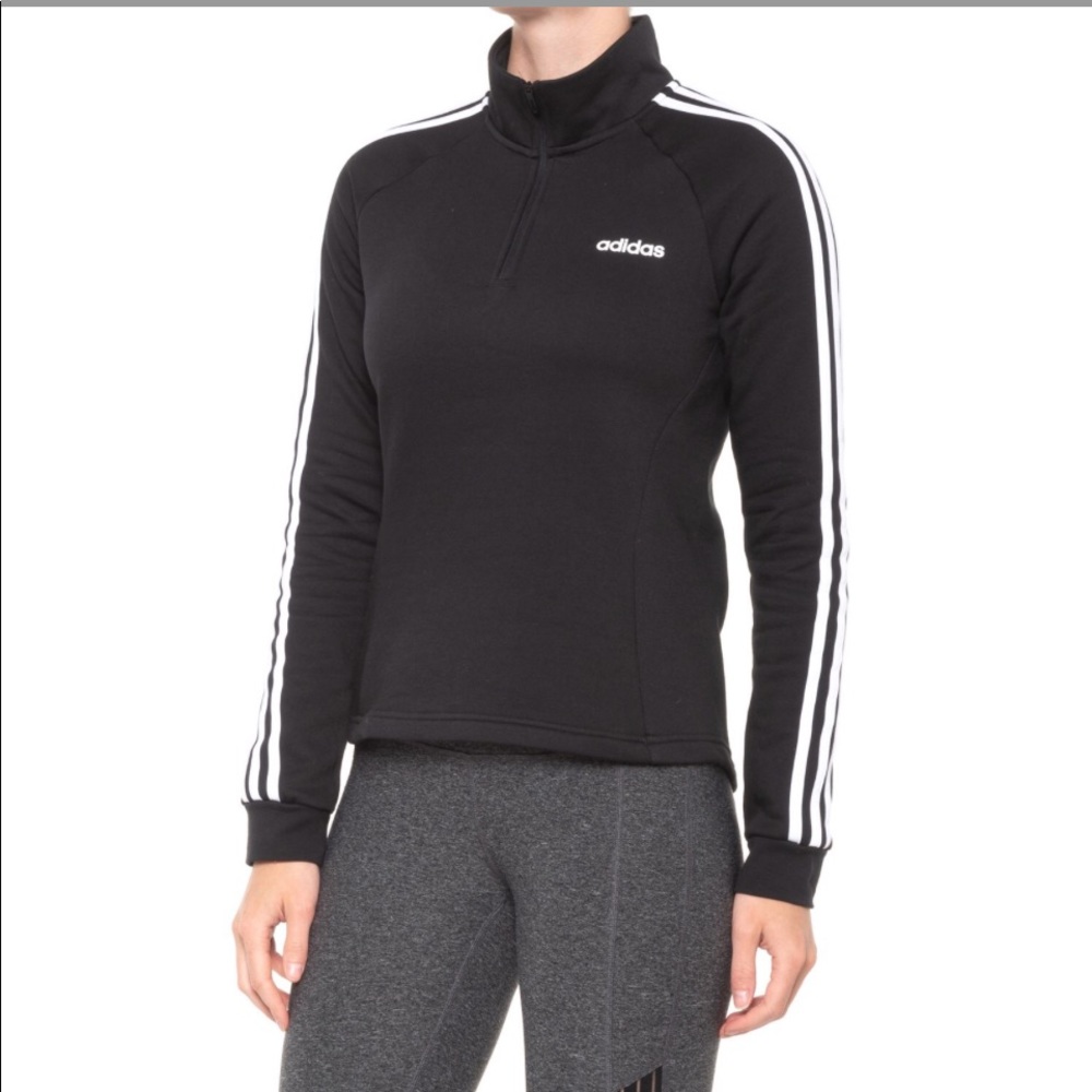 🆕♻️ adidas Essential 3-Stripes black & white Fleece